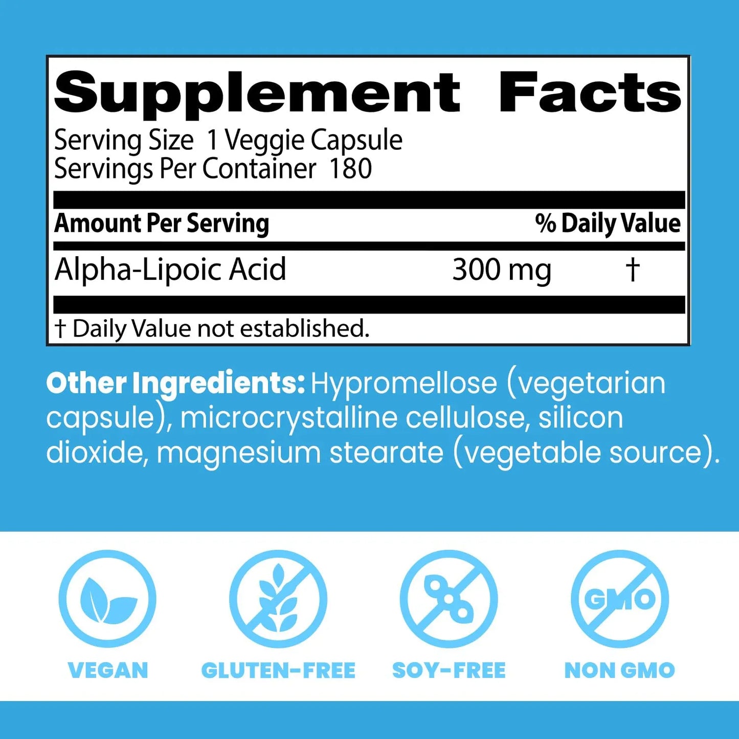Doctors Best Alpha Lipoic Acid 300 Mg Antioxidante Balance Glucémico 180 Cápsulas Veganas