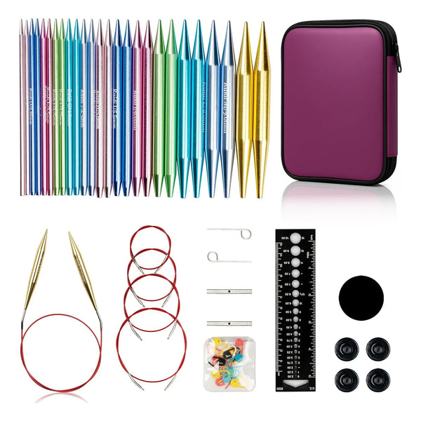 Juego De Agujas Tejer Circulares Intercambiables Ruidi 13 Pares Aluminio