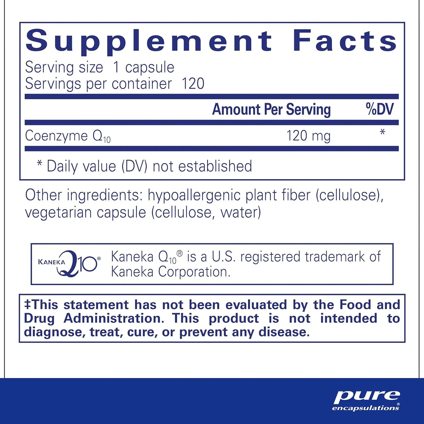 Coenzima Q10 120 Mg Pure Encapsulations Salud Cardíaca Energía Antioxidante