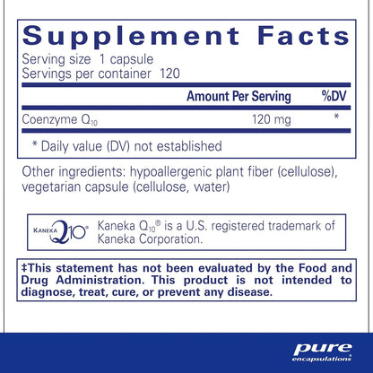 Coenzima Q10 120 Mg Pure Encapsulations Salud Cardíaca Energía Antioxidante