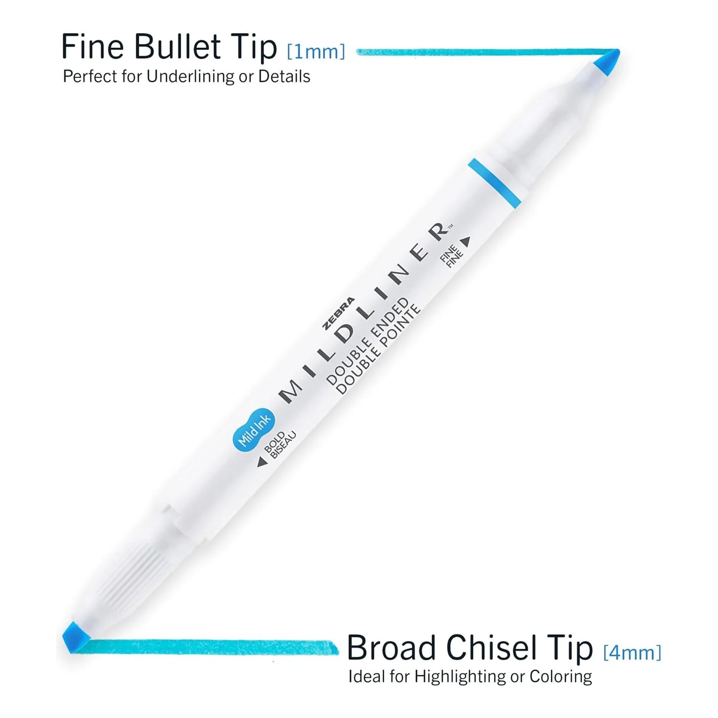 Zebra Pen Mildliner 10 Resaltadores Doble Punta Colores Suaves Sin Traspaso