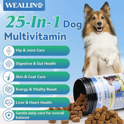 Vitaminas 25 En 1 Para Perros Masticables Con Probióticos Gl Salud Articulaciones Piel Y Pelaje