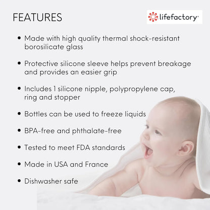 Biberones De Vidrio 120 Ml Con Proteccion De Silicona Lifefactory Paquete De 2