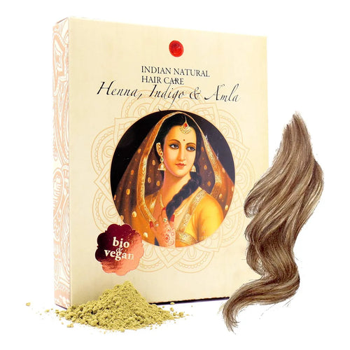 Polvo De Henna Indigo Amla Tinte Cabello Castaño Claro 100 Natural Cubre Canas