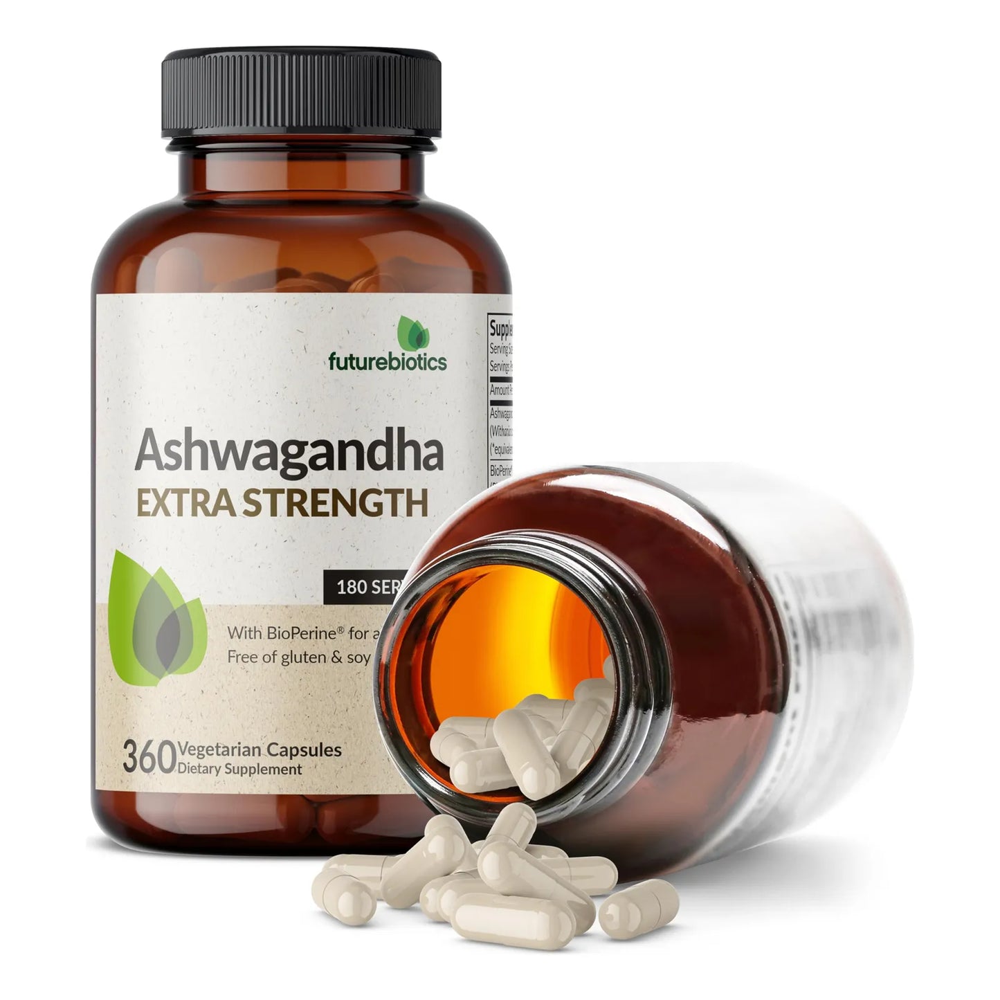 Ashwagandha Extra Fuerte Soporte Estrés Estado Ánimo 360 Cápsulas Vegetarianas Con BioPerine