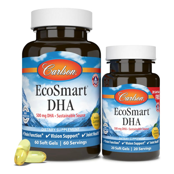 EcoSmart DHA 500 Mg Capsulas Blandas Sabor Limon Para Vision Y Cerebro