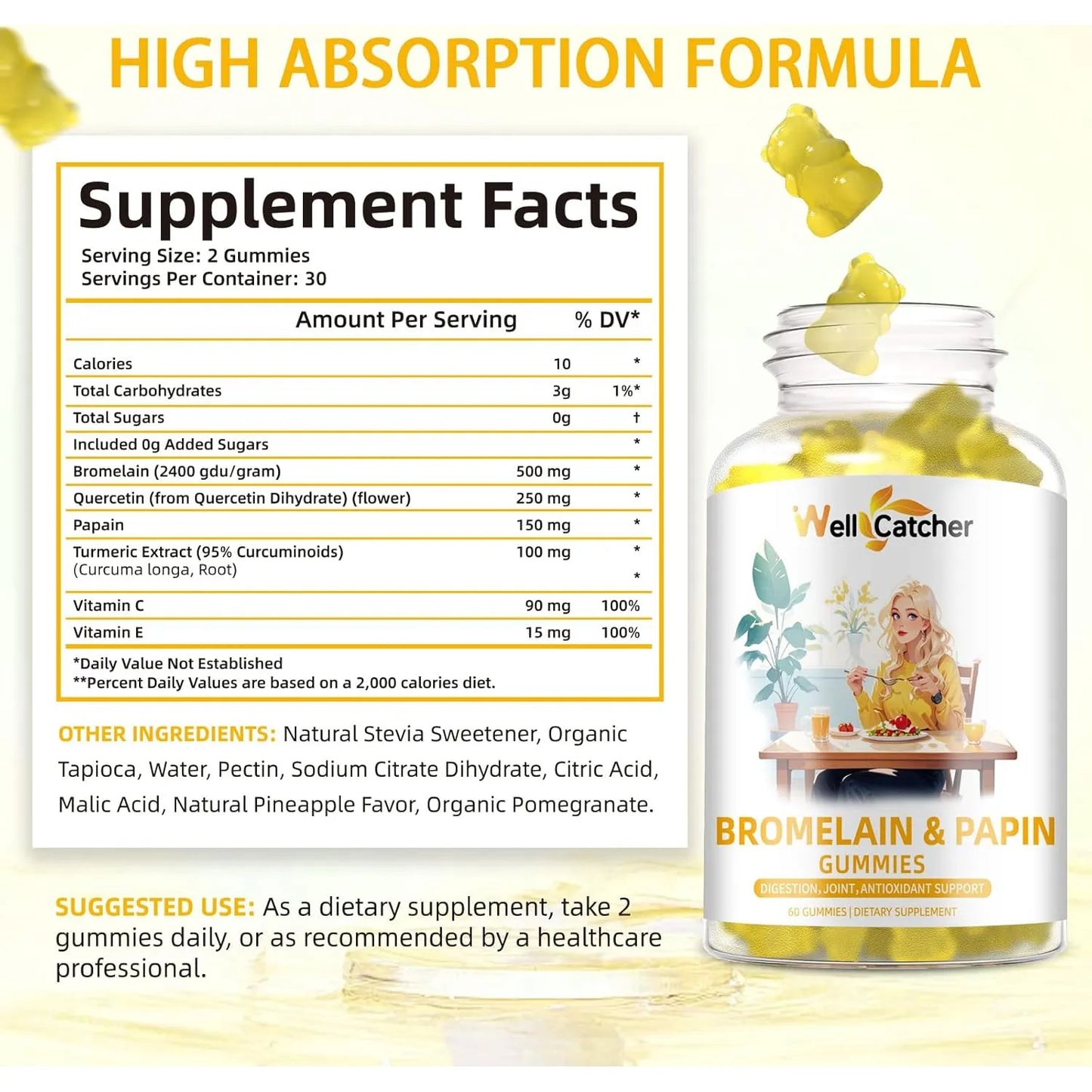 Gomitas De Bromelina Y Quercetina 500 Mg Digestión E Inmunidad