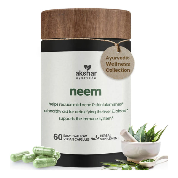 Capsulas De Neem Extracto Y Polvo De Hoja Para Salud Y Piel Clara Vegano Ayurveda