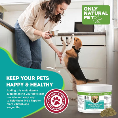 Vitaminas Diarias Para Perros Mayores Only Natural Pet Suplemento En Polvo Sabor Pavo 5.3 Onzas