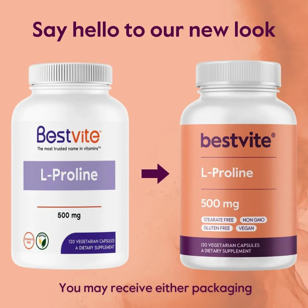 Bestvite L Proline 500mg 120 Capsulas Vegano Sin Gluten Colageno