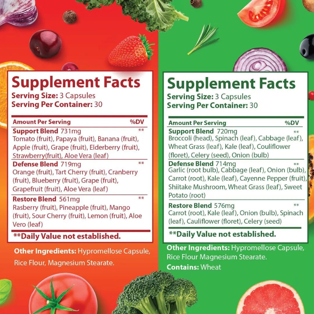 Superalimento Natural En Capsulas De Frutas Y Verduras 180 Unidades
