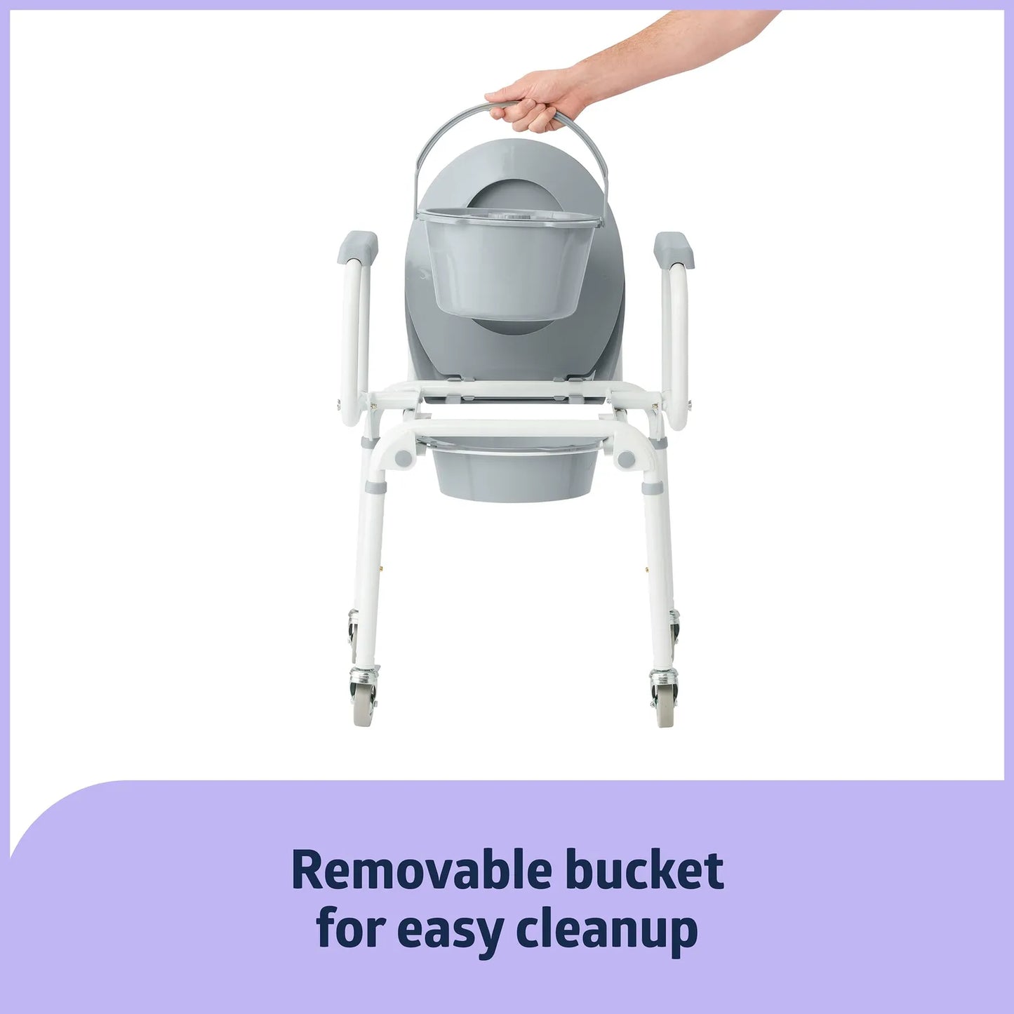 Silla De Baño Aluminio Con Brazos Caídos 4 Ruedas Bloqueo Capacidad 300 Lbs
