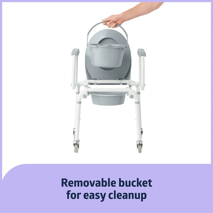 Silla De Baño Aluminio Con Brazos Caídos 4 Ruedas Bloqueo Capacidad 300 Lbs