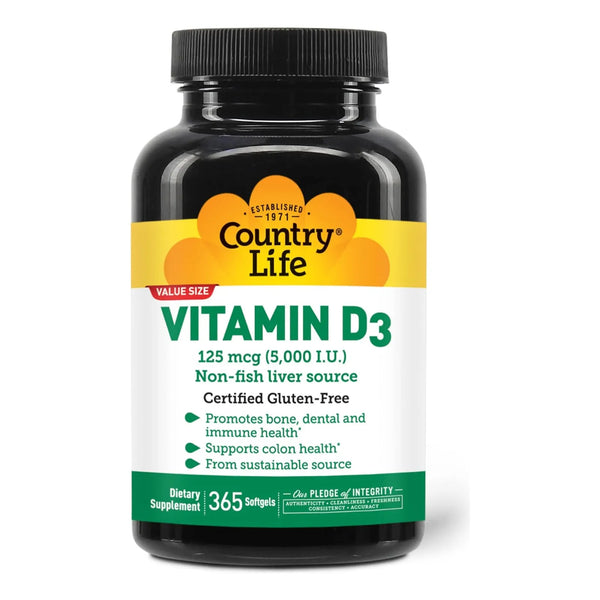 Vitamina D3 5000 UI 365 Capsulas Blandas Sin Gluten Y Sin Pescado