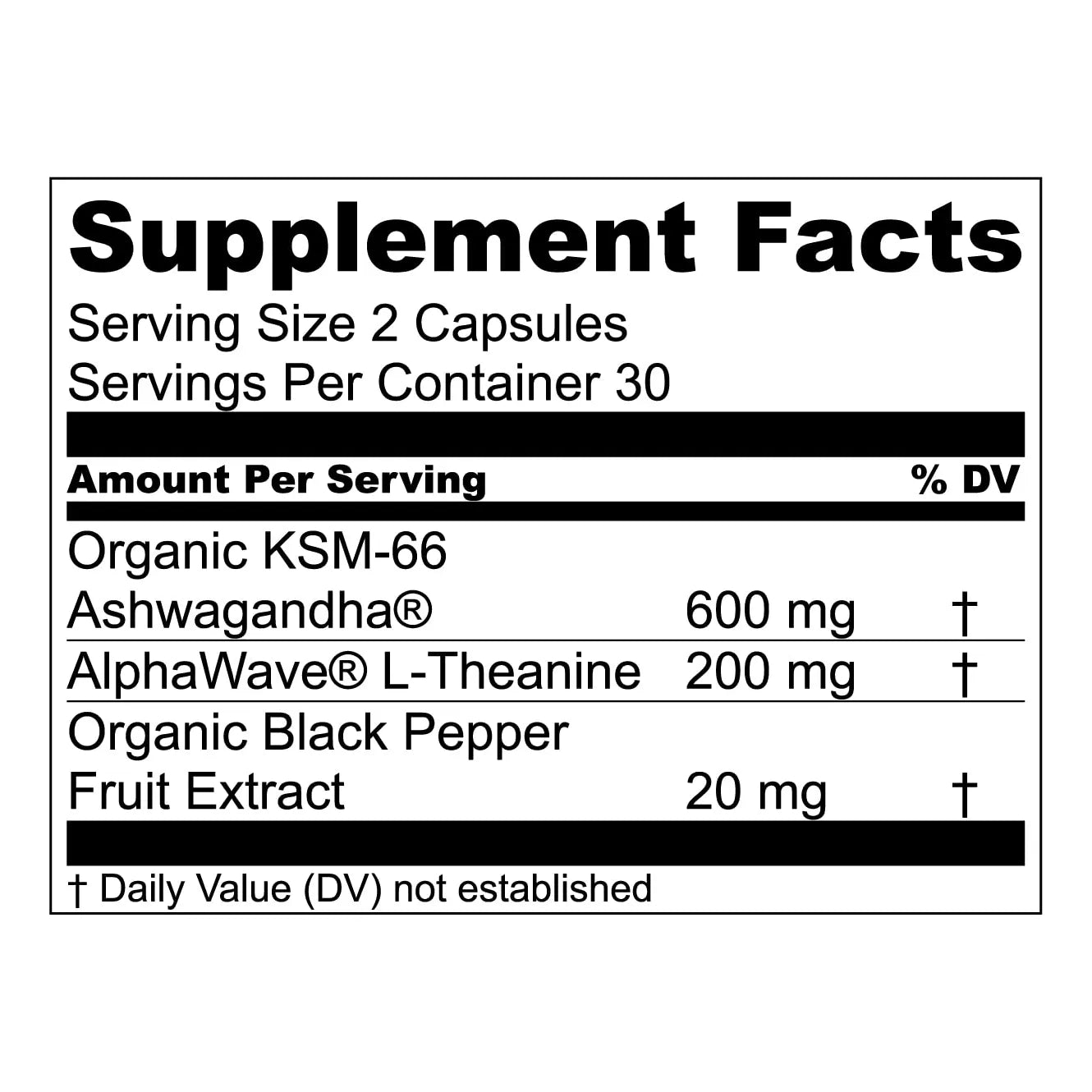 Suplemento Ashwagandha KSM66 Con L Teanina AlphaWave ZenWell 60 Capsulas Alivio Estrés