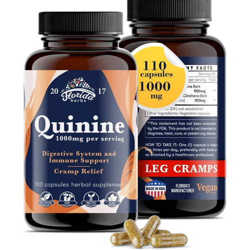 Tabletas De Quinina Para Calambres Musculares Y Piernas Inquietas 1000 Mg X 110 Capsulas