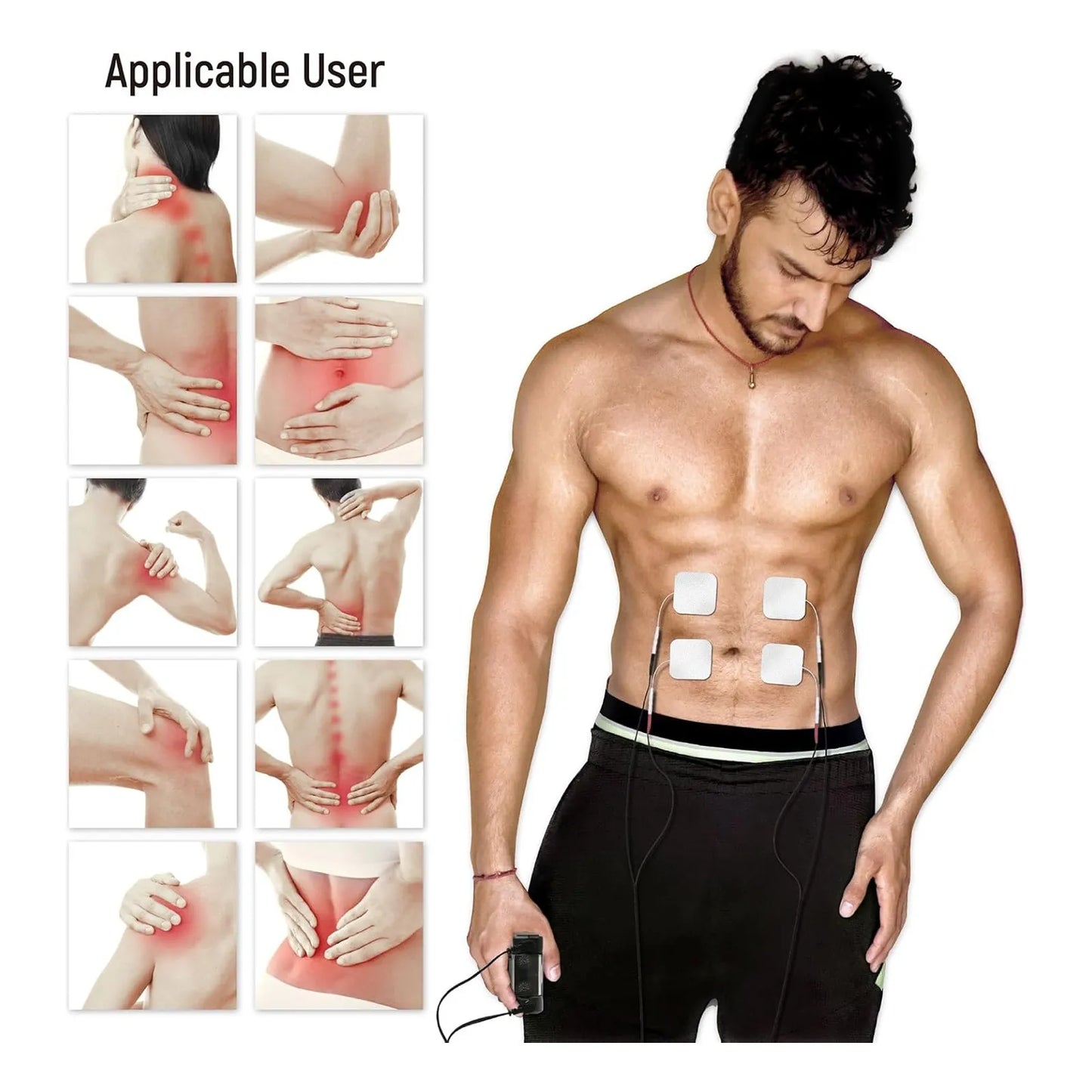 Masajeador EMS iStim Con Electrodos 5x5 Cm Gel Japonés Alivio Muscular Profesional