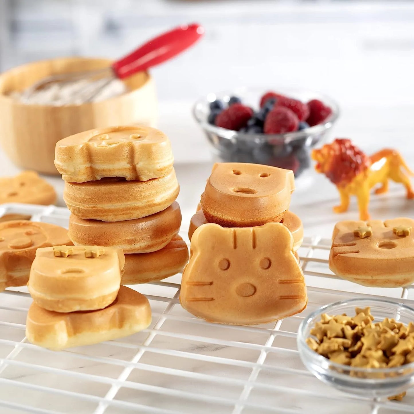 Wafflera Electrica Mini Panqueques Animales 7 Figuras Antiadherente CucinaPro