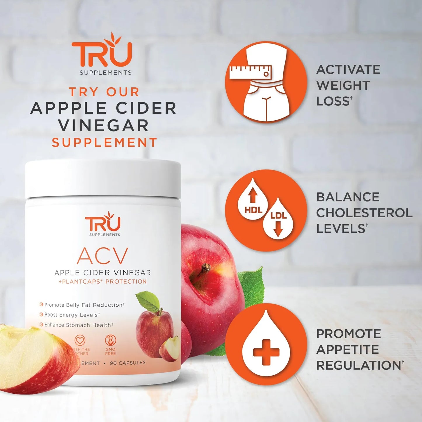 Tru Acv Vinagre De Sidra De Manzana Organico Con The Mother 45 Porciones