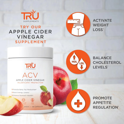Tru Acv Vinagre De Sidra De Manzana Organico Con The Mother 45 Porciones