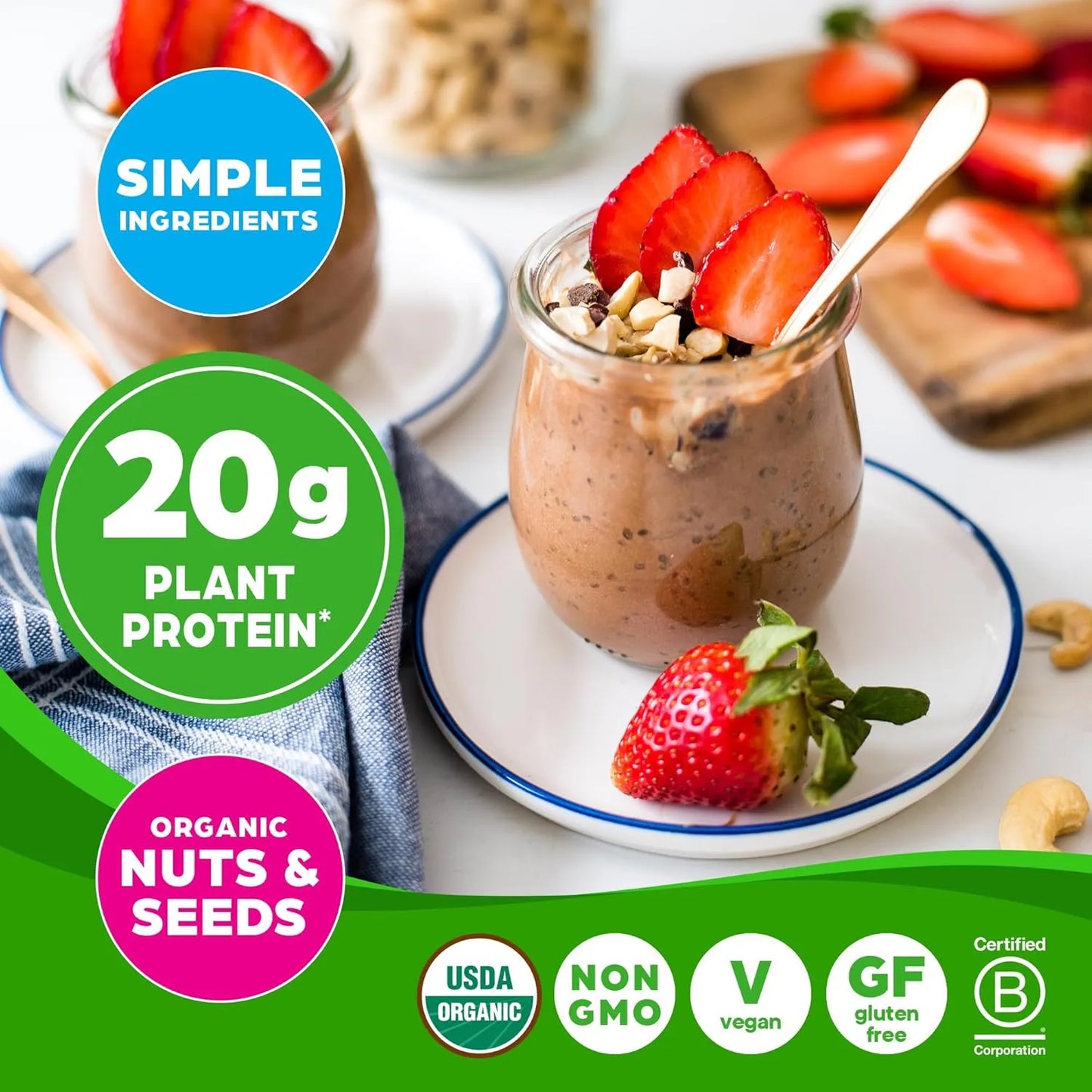 Proteína Vegetal Orgánica En Polvo Sabor Chocolate 567g Vegana Sin Gluten