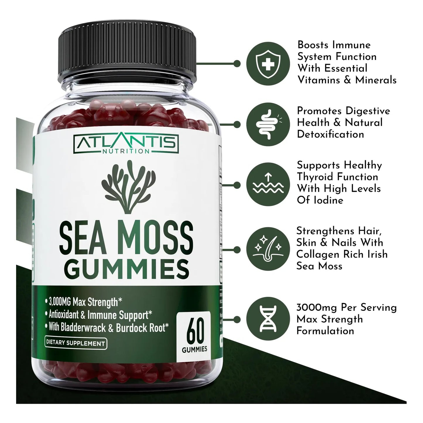 Gomitas De Musgo Marino Irlandés 3000 Mg Con Vitaminas Y Minerales
