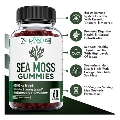 Gomitas De Musgo Marino Irlandés 3000 Mg Con Vitaminas Y Minerales