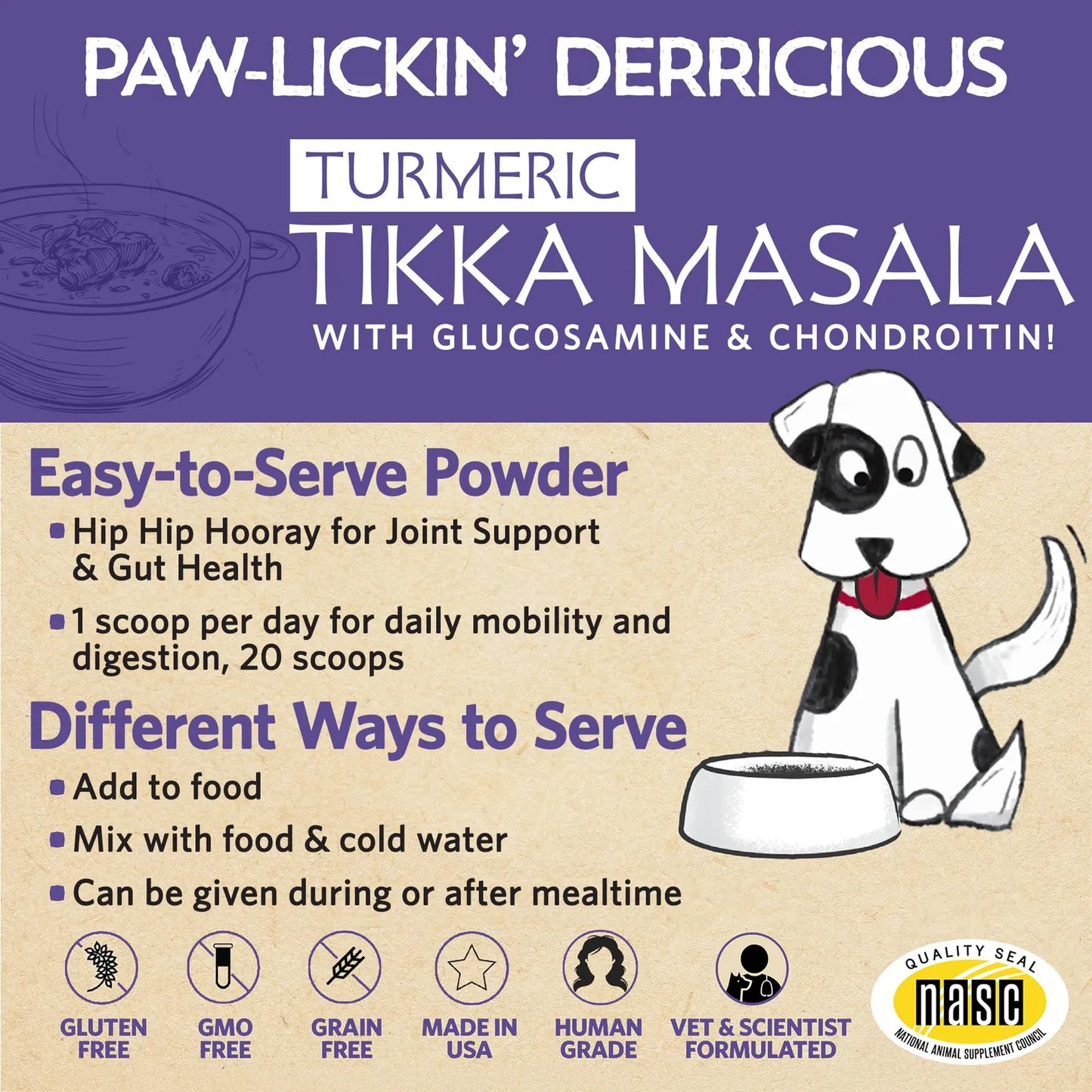 Soporte Cadera Articulaciones Perros Probióticos Diarios Con Glucosamina Sabor Tikka Masala