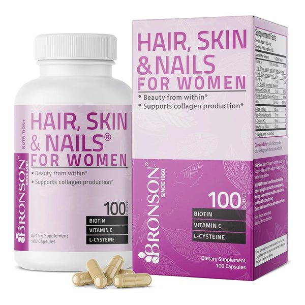 Suplemento Vitamínico Biotina Cabello Piel Uñas Bronson 100 Cápsulas Potencia Superior