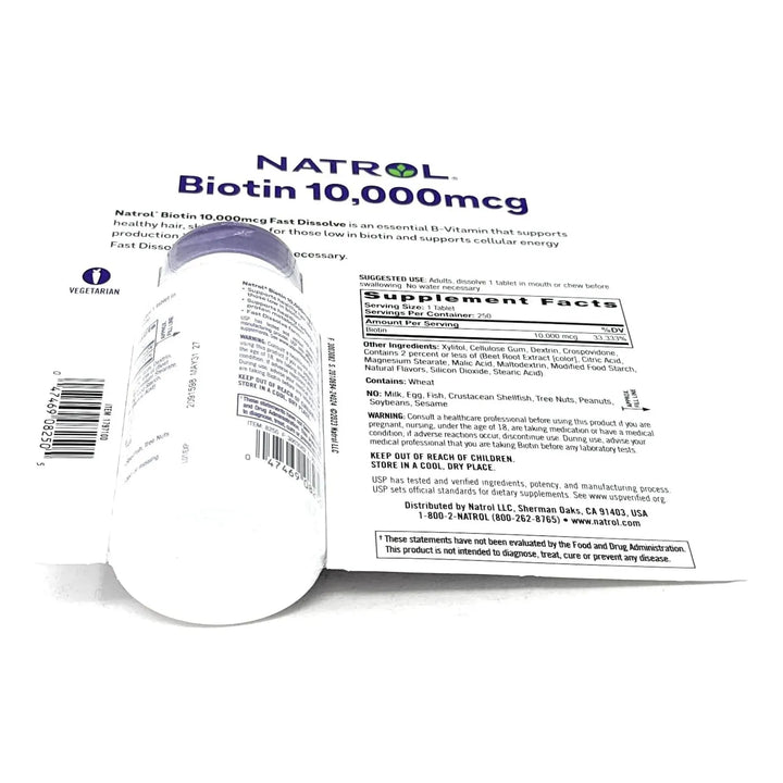 Biotina 10000mcg 250 Tabs Fresa Rápida Disolución - Imagen 6