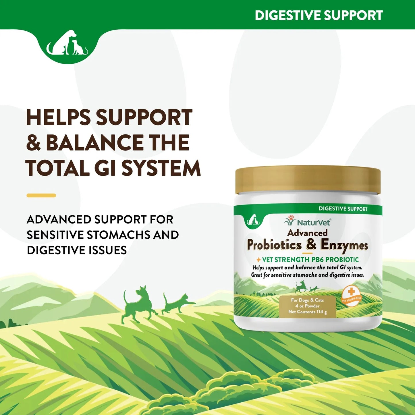 Probióticos Avanzados Enzimáticos Para Perros Y Gatos 4 Oz Salud Digestiva