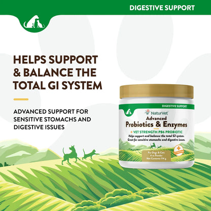 Probióticos Avanzados Enzimáticos Para Perros Y Gatos 4 Oz Salud Digestiva