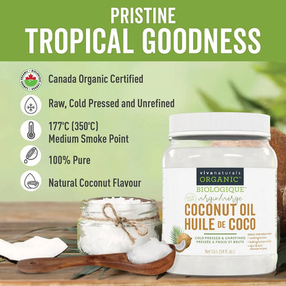 Aceite De Coco Extra Virgen Organico Prensado En Frio 1.6 Lb Sabor Fresco Y Multiusos