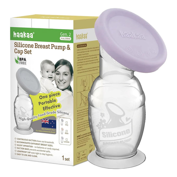 Extractor De Leche Manual Haakaa Con Base 120 Ml Lavanda Facil Y Sin Esfuerzo