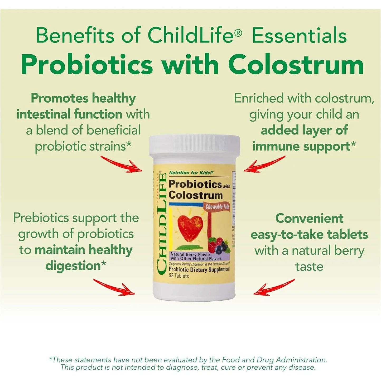Probióticos Masticables Con Calostro Para Niños Salud Digestiva E Inmunológica 92 Tabletas