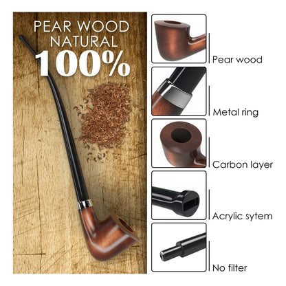 Pipa De Tabaco Churchwarden KAF218 Madera De Pera Hecha A Mano Con Caja De Regalo
