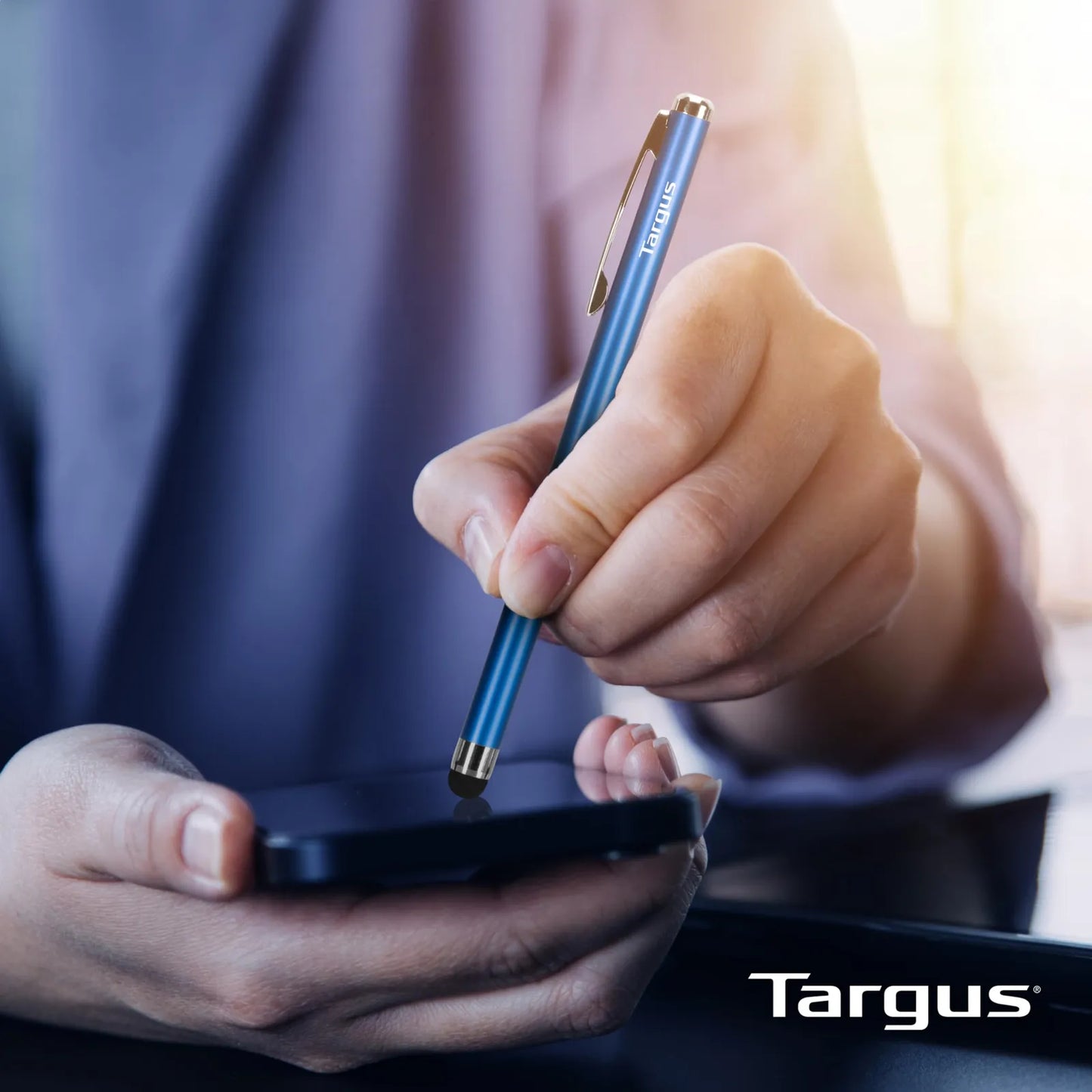 Lápiz Slim Stylus Tablet Smartphone Azul Metálico Precisión Sin Huellas