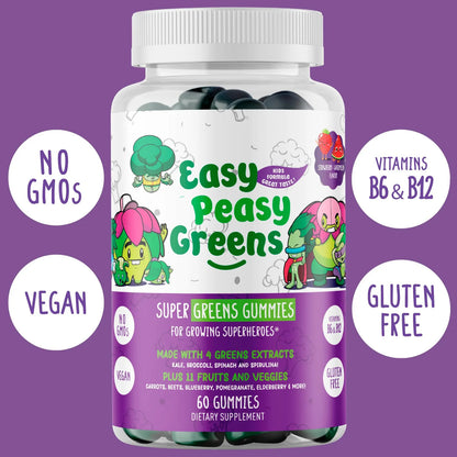 Gomitas Vegetarianas Diarias Para Niños EasyPeasyGreens Con 10 Extractos Vegetales
