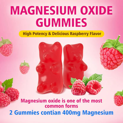 Gomitas Masticables De Óxido De Magnesio 400 Mg Sabor Frambuesa Vegano 60 Unidades