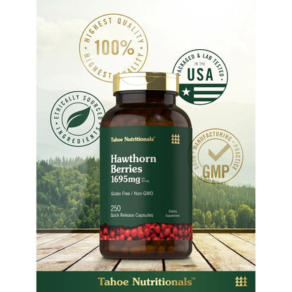 Capsulas Bayas De Espino 1695 Mg 250 Unidades Extracto Natural Tahoe Nutritionals