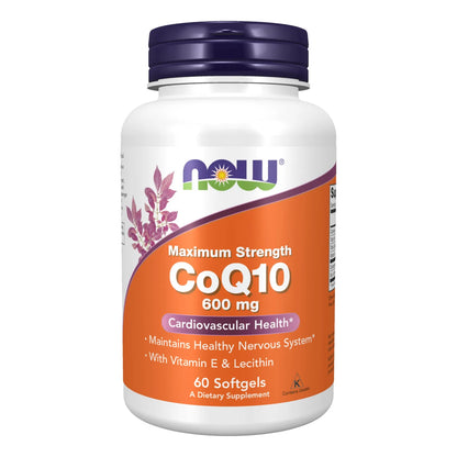 NOW Suplementos CoQ10 600 Mg Con Vitamina E Y Lecitina 60 Cápsulas Blandas
