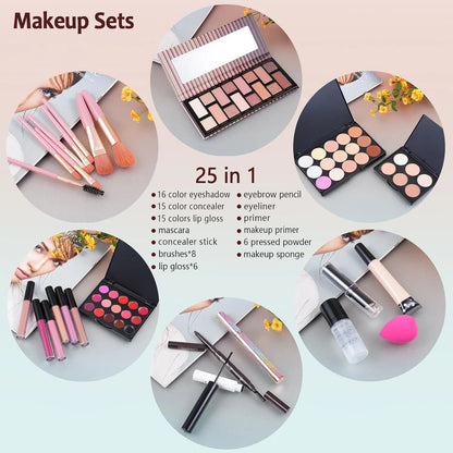 Kit Completo De Maquillaje 40 Sombras Labiales Y Brochas Regalo Ideal