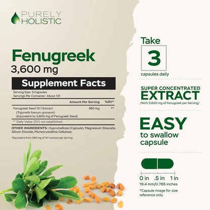 Capsulas De Fenogreco 3600 Mg 365 Unidades Extracto Concentrado Vegano Sin Omg