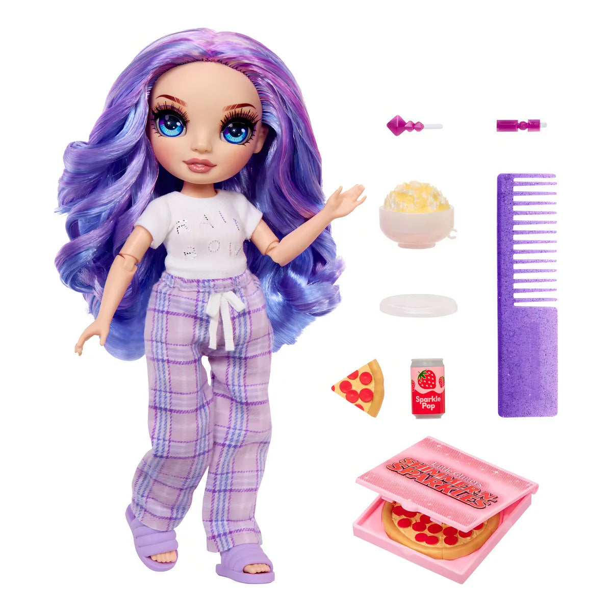 Rainbow High Violet Fiesta En Pijama Suave Mameluco Purpura Para Ninos