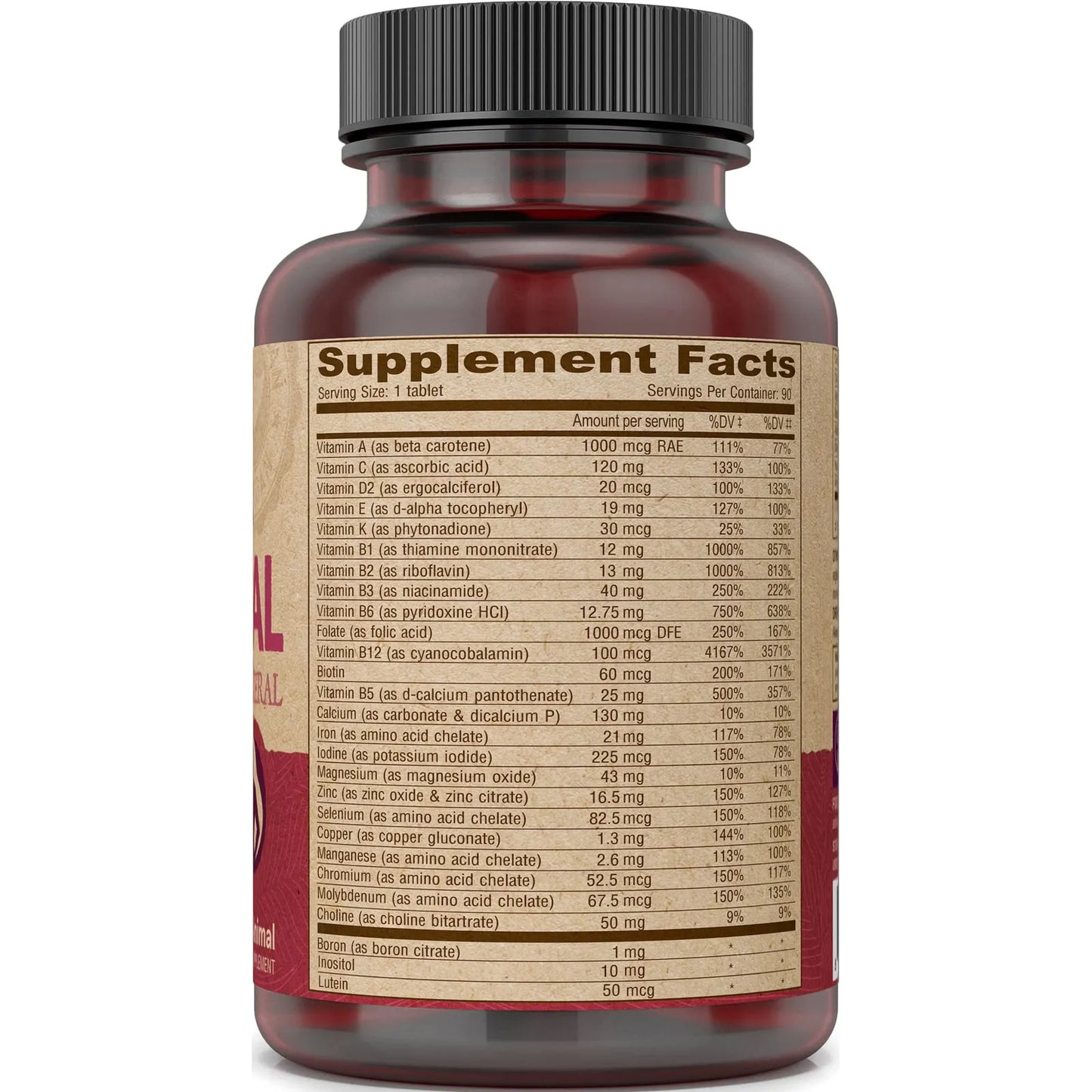 Multivitamínico Prenatal Vegano Con DHA Ácido Fólico Y B12 90 Tabletas