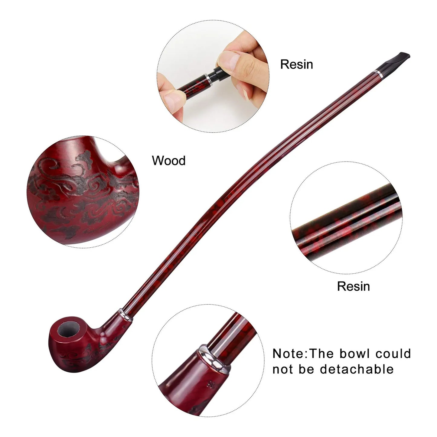 Pipa De Madera Churchwarden 33 Cm Con Caja De Regalo Ideal Para Fumar Y Decorar