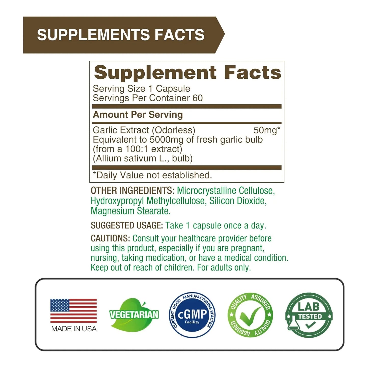Extracto De Ajo Inodoro Lovita 5000 Mg 125 Alicina Salud Cardiovascular 60 Capsulas