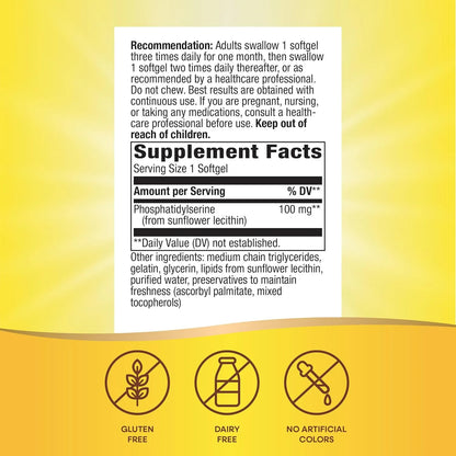Fosfatidilserina 100 Mg 60 Capsulas Blandas Soporte Cerebral Nature's Way