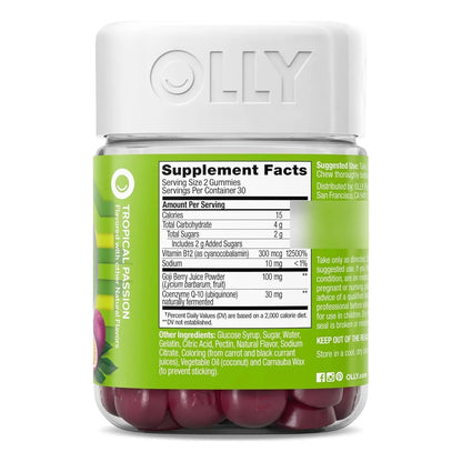 Gomitas Energéticas Tropicales Sin Cafeína OLLY 60 Unidades Energía Natural