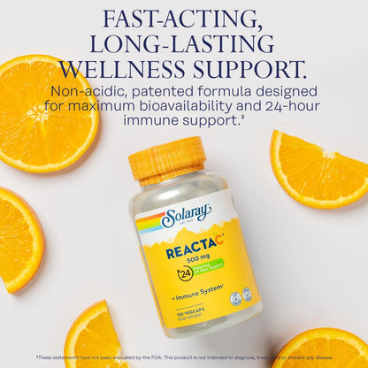 Reacta C Vitamina C 500 Mg Con Bioflavonoides 200 Mg Suplemento Inmunologico Vegano 120 Capsulas